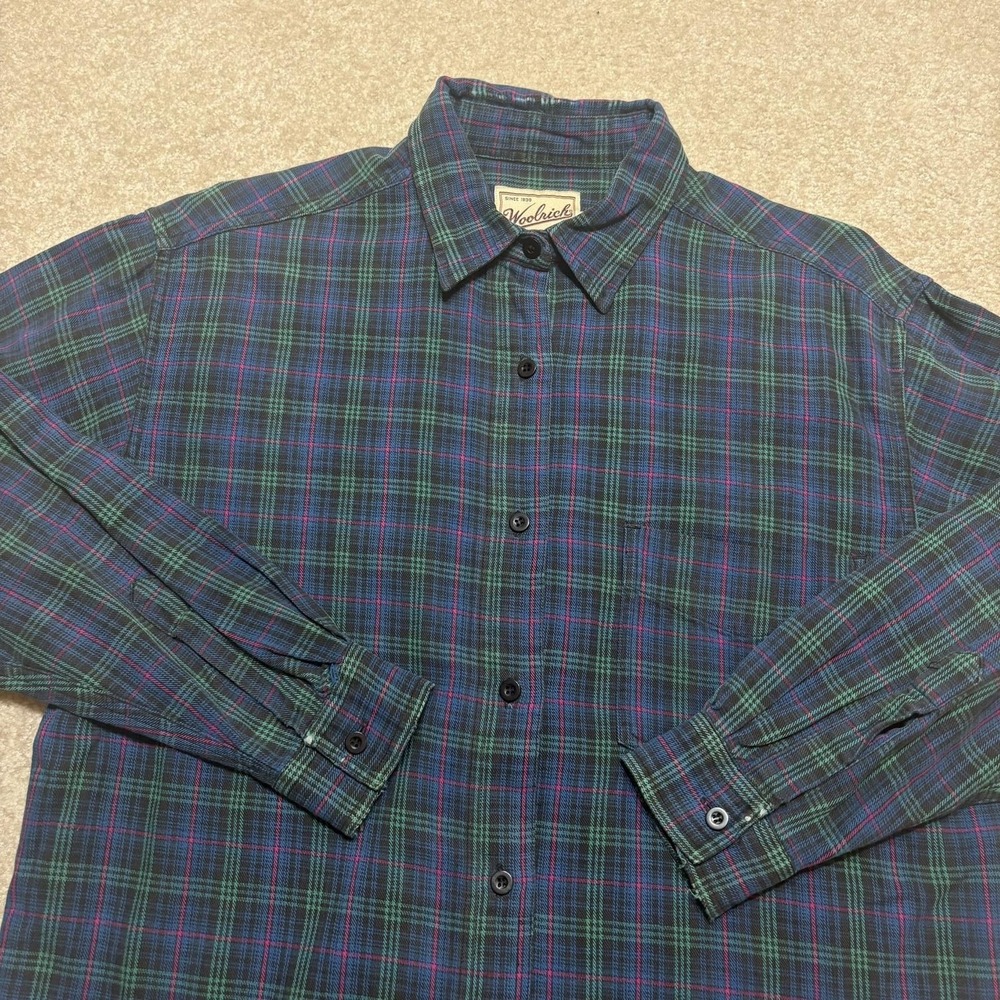 Vtg Woolrich Shirt Mens Medium Plaid Flannel Button Up Long Sleeve Outdoor